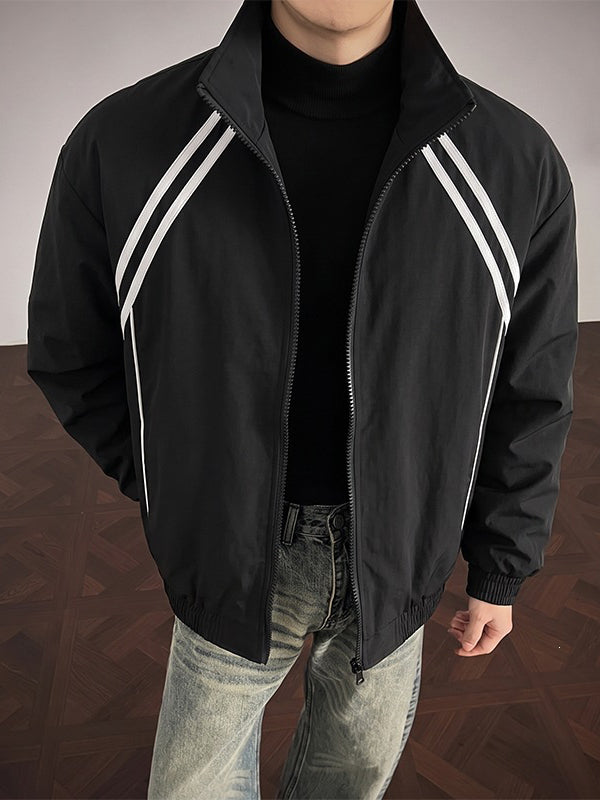 Women's Retro Striped Stand-Collar Jacket