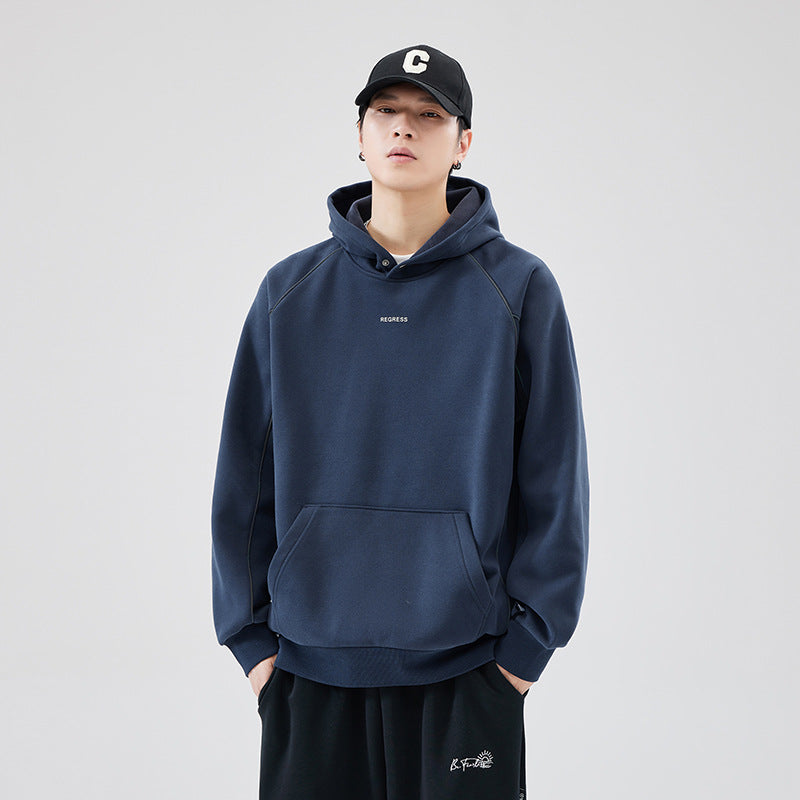 Autumn And Winter New Heavy Hooded Sweater Men's Fleece-lined Thickened Versatile Pullover Top