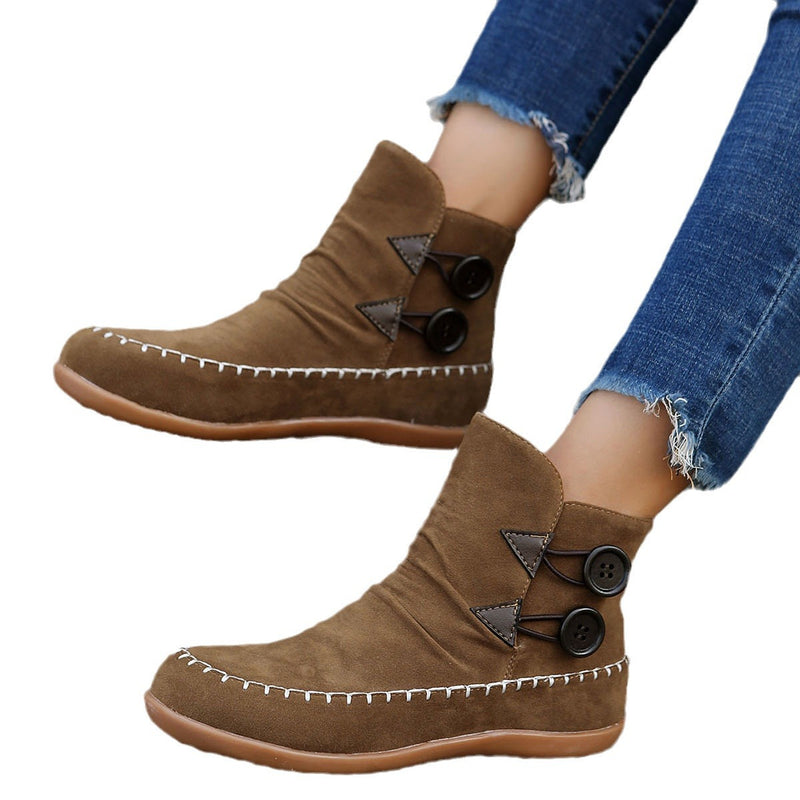 Button Design Ankle Boots For Women Autumn And Winter - WOMONA.COM