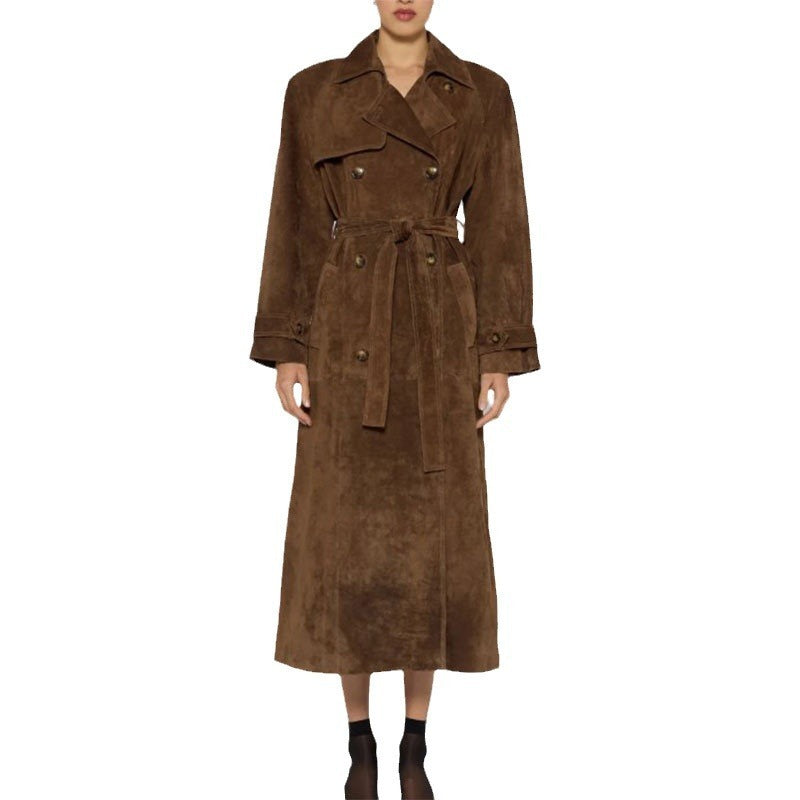 r Double-breasted Extended Trench Coat - WOMONA.COM