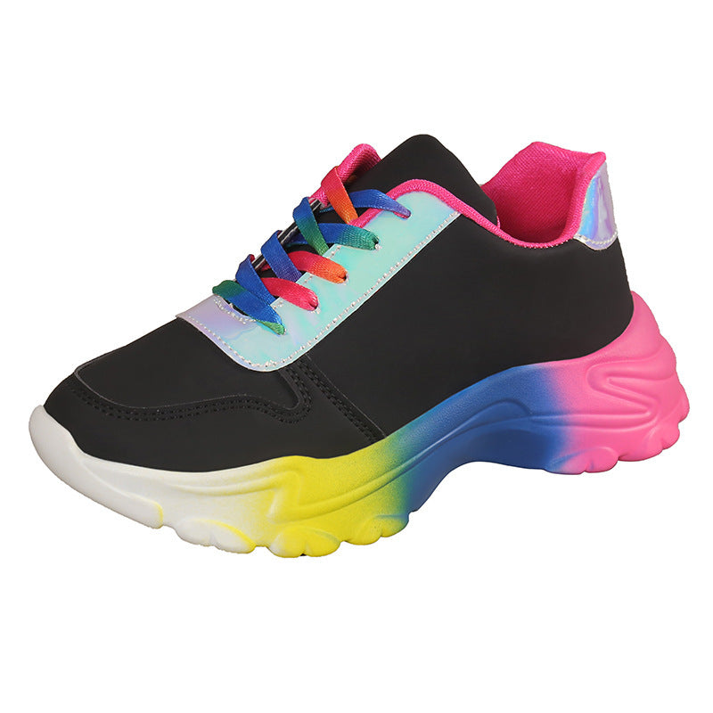 Zapatillas deportivas de color arcoíris estilo INS para mujer