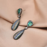 S925 Silver Needle Drop Zircon Earrings Long Earrings - WOMONA.COM