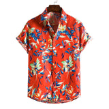 Men's Short-sleeved Casual Holiday Floral Shirt - WOMONA.COM