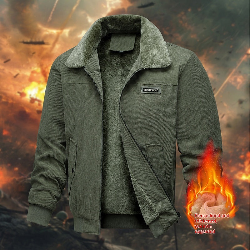 Men's extra-thick fleece-lined work jacket in gray, black, khaki and army green – photo 3 of 5