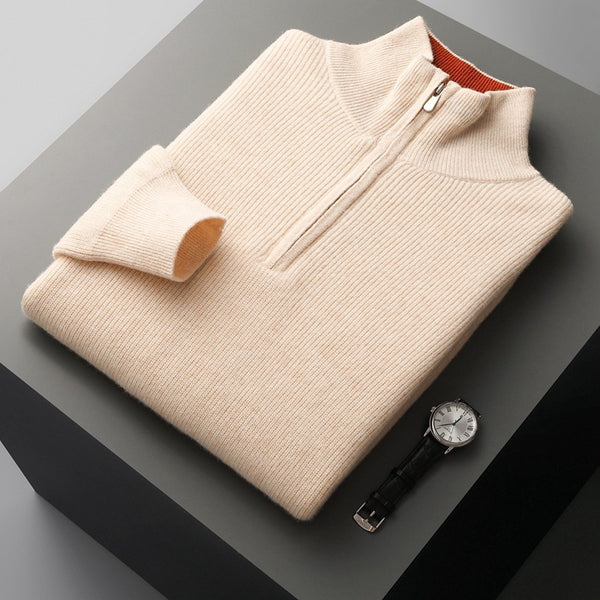 Cashmere Men's Thickened Half-high Collar Zipper Pullover Sweater