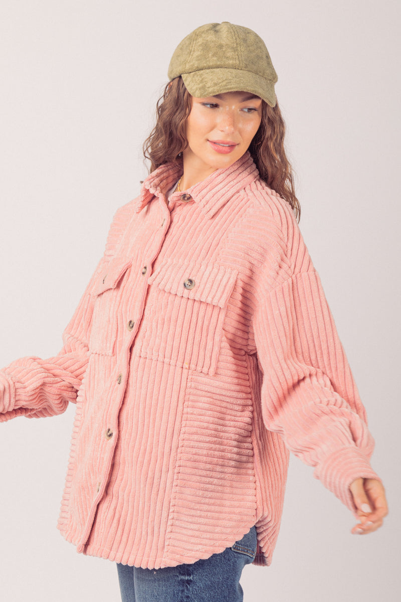 Women's Fashion Big Pit Strip Large Pocket Shirt Coat - WOMONA.COM