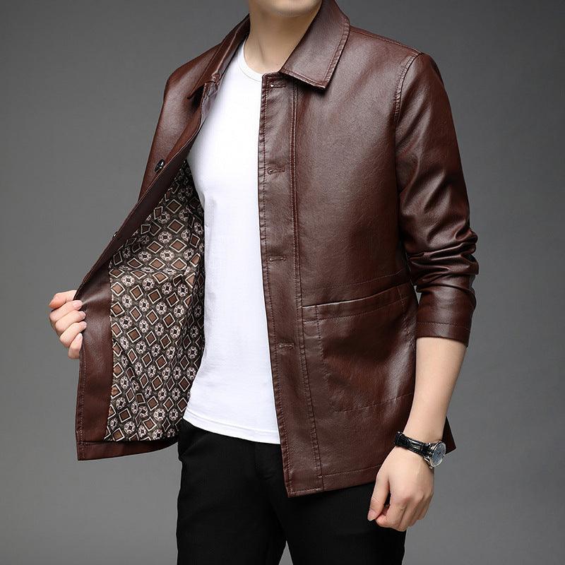 Autumn New Young And Middle-aged Leather Jacket - WOMONA.COM