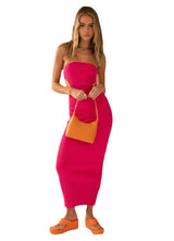 Women's Knitted Tube Top Hollow-out Slim-fit Sheath Dress - WOMONA.COM