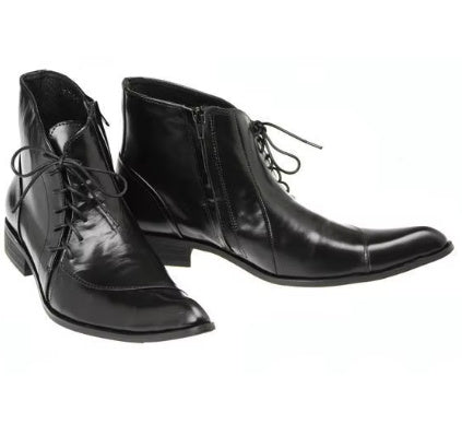 Botas de hombre puntiagudas de cuero británico de estilo coreano, zapatos de hombre transpirables de moda