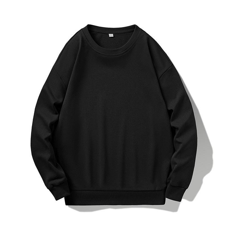 Large Solid Color Loose Shoulder Terry Round Neck Sweater - WOMONA.COM