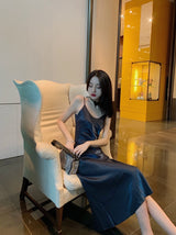 Ladies Fashion New Silky Satin Sling Dress - WOMONA.COM