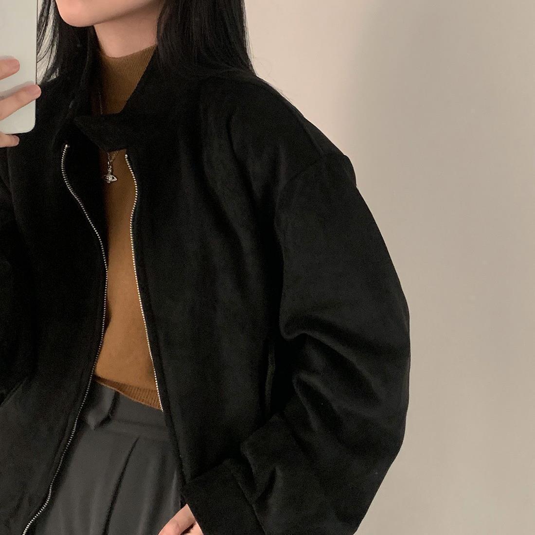 Retro Warm Deerskin Velvet Double Zipper Coat Jacket - WOMONA.COM