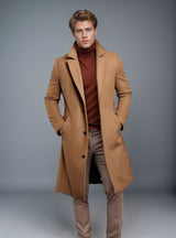 Woolen Men's Mid-length Trench Coat