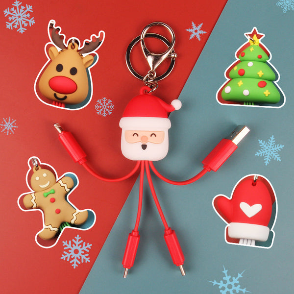 Creative Cartoon Multi Function Portable Christmas Data Cable - WOMONA.COM