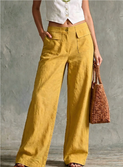Women's high-waist relaxed wide-leg pants