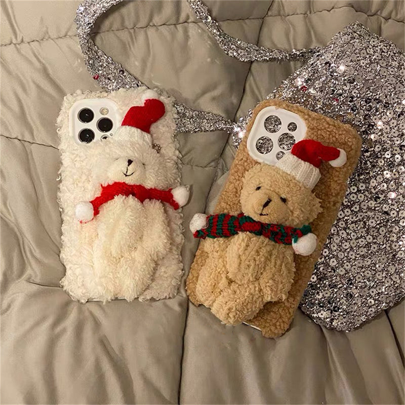 Christmas Bear Plush Mobile Phone Case - WOMONA.COM