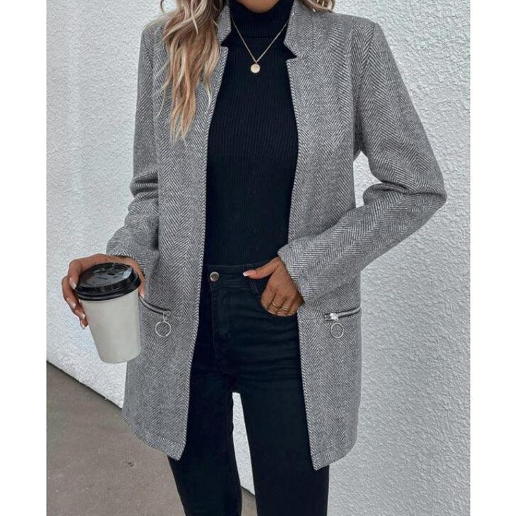 Women's Mid-length Woolen Coat - WOMONA.COM