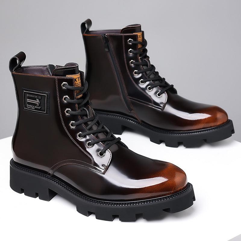 Men's High-top Soft Leather Mid-top Workwear Boots - WOMONA.COM