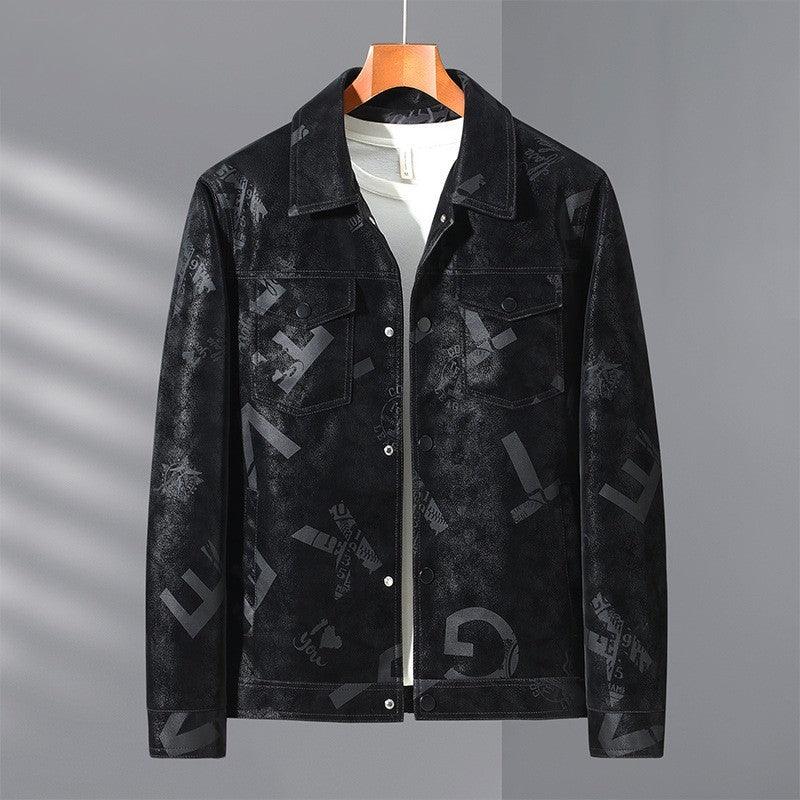 Spring And Autumn Thin Men's Lapel Leather Jacket - WOMONA.COM