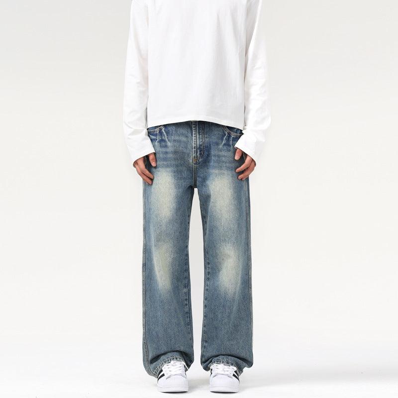 Design Texture Straight Jeans Men And Women Loose - WOMONA.COM