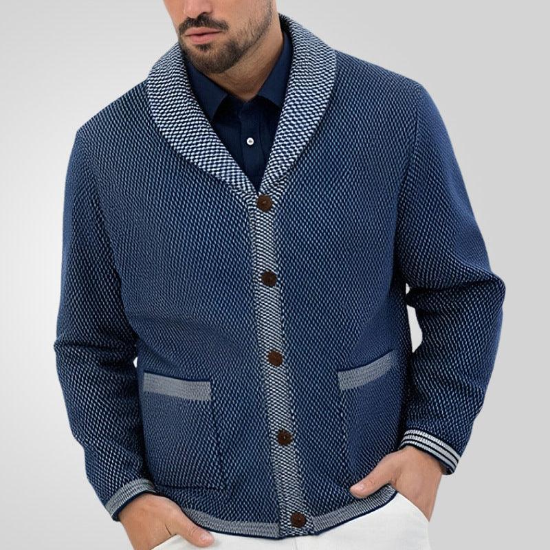 Men's Casual Jacquard Sweater Coat - WOMONA.COM