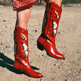 Large Size Mid-heel High Butterfly Boots For Women - WOMONA.COM