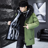 Fleece-lined Thick Mid-length Hooded Cotton-padded Coat - WOMONA.COM