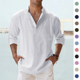 New Men's Casual Blouse Cotton Linen Shirt