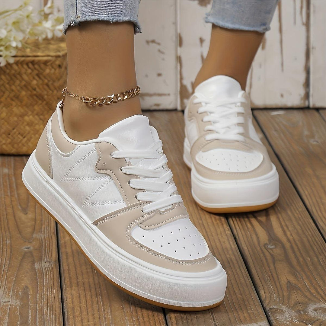 Women's Fashion Round Toe Color-blocking Casual Shoes - WOMONA.COM