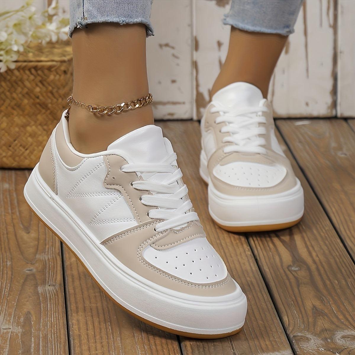 Women's Fashion Round Toe Color-blocking Casual Shoes - WOMONA.COM