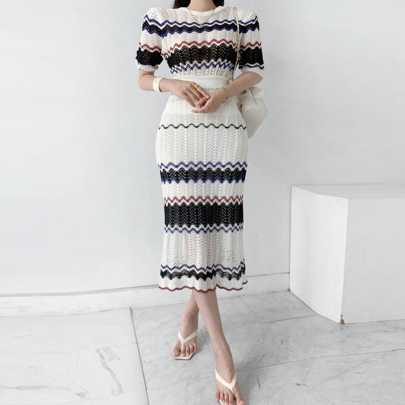 Women's Vintage Striped Contrast Knit Sweater