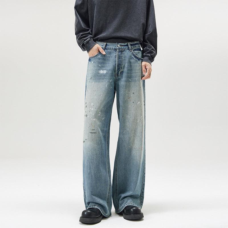 American-style Splash-ink Washed Loose Jeans - WOMONA.COM