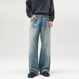 Lockere Jeans im amerikanischen Stil mit verwaschenem Splash-Ink