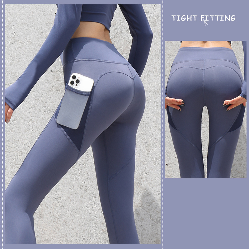 Gym Sport Seamless Leggings With Pockets Push Up High Waist Pants - WOMONA.COM