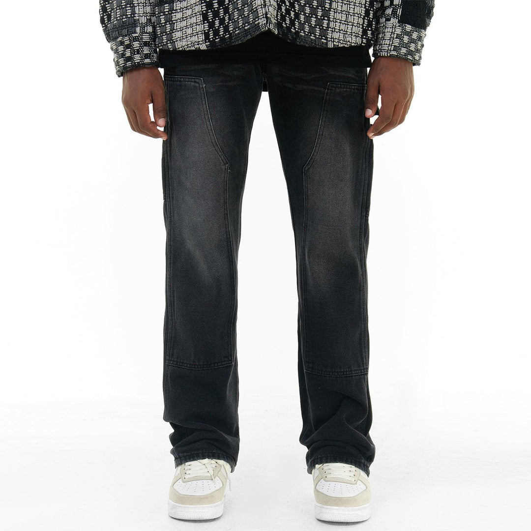 Men's Washed Black Loose Straight Jeans