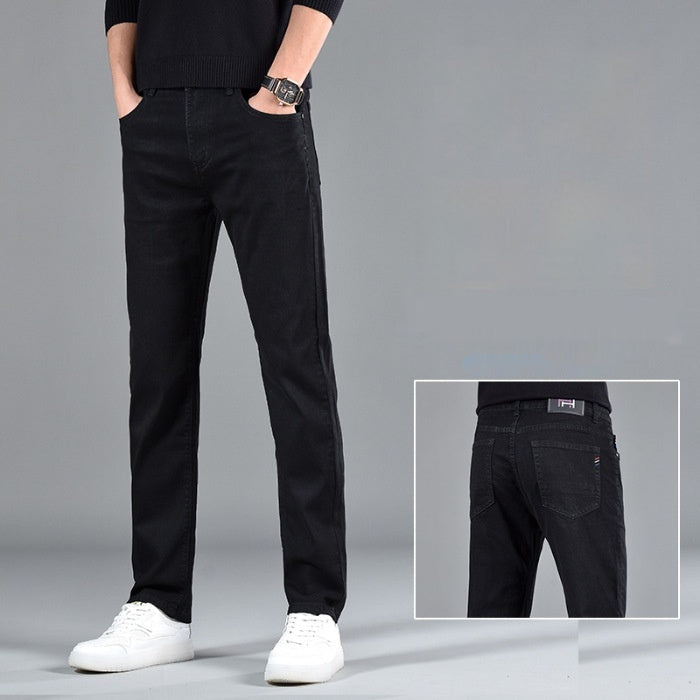 Nuevos pantalones vaqueros de algodón de corte recto y estilo informal para jóvenes de corte ajustado para hombres