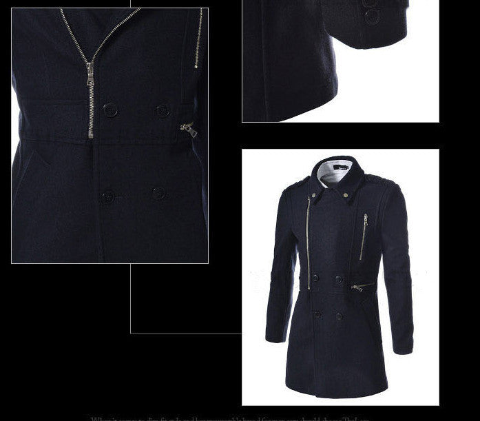 Fashion Multi Zip Long Slim Coat