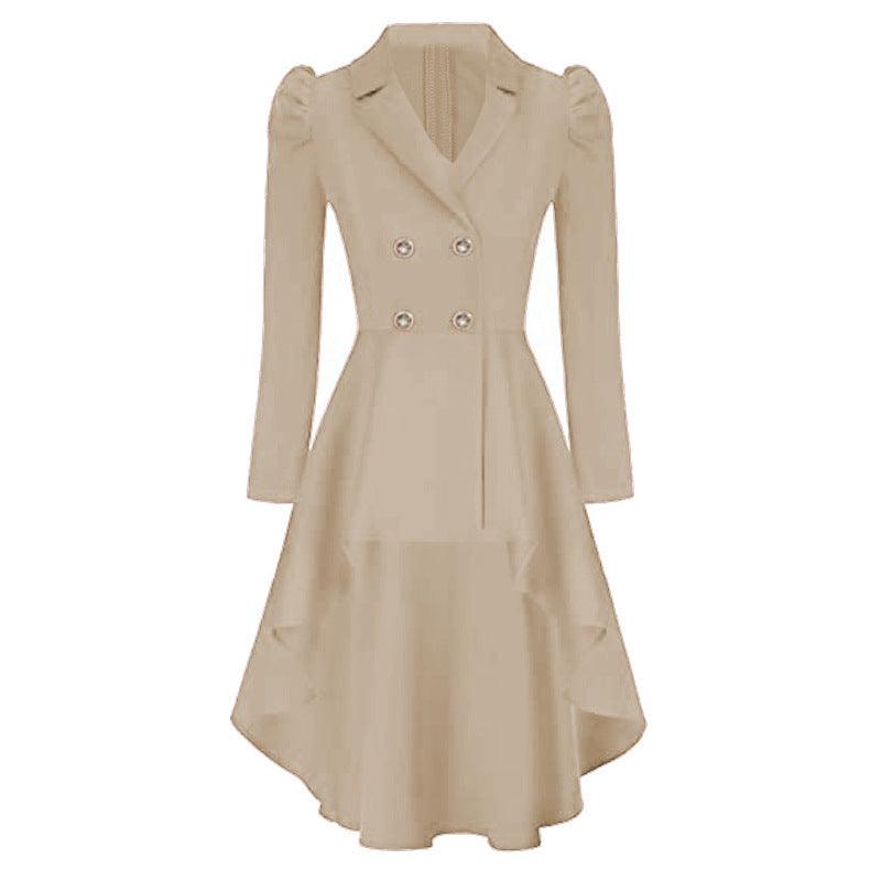 Waist-tight Pure Color Split Single-breasted Casual Jacket - WOMONA.COM