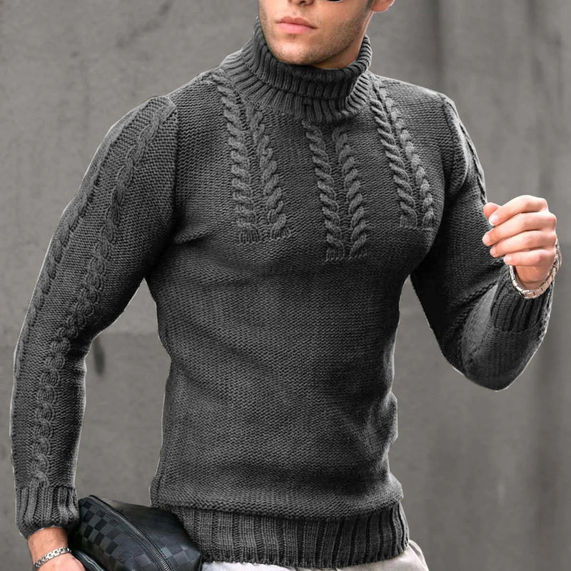 Men's Turtleneck Twisted Long-sleeved Sweater - WOMONA.COM