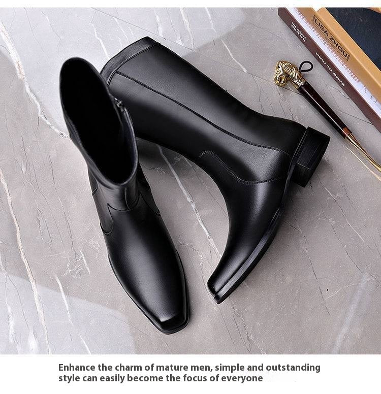 Men's Pointed Toe Business High-top Leather Boots