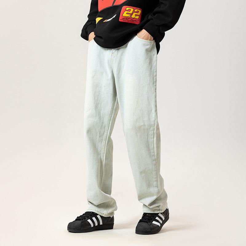 Washed Jeans Men's Spring American Wide Leg Leisure - WOMONA.COM