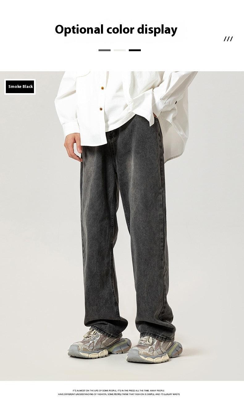 Washed Jeans Men's Spring American Wide Leg Leisure - WOMONA.COM
