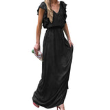 Wear V-neck Summer Sleeveless Printed Long Dress