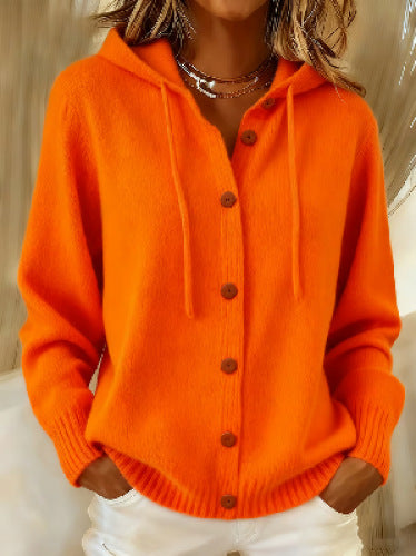 Women's printed hooded cardigan