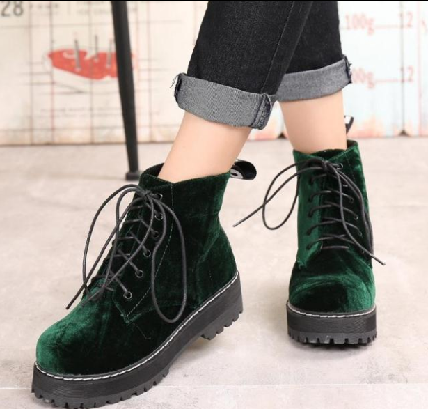 Vintage boots velvet straps ankle boots - WOMONA.COM