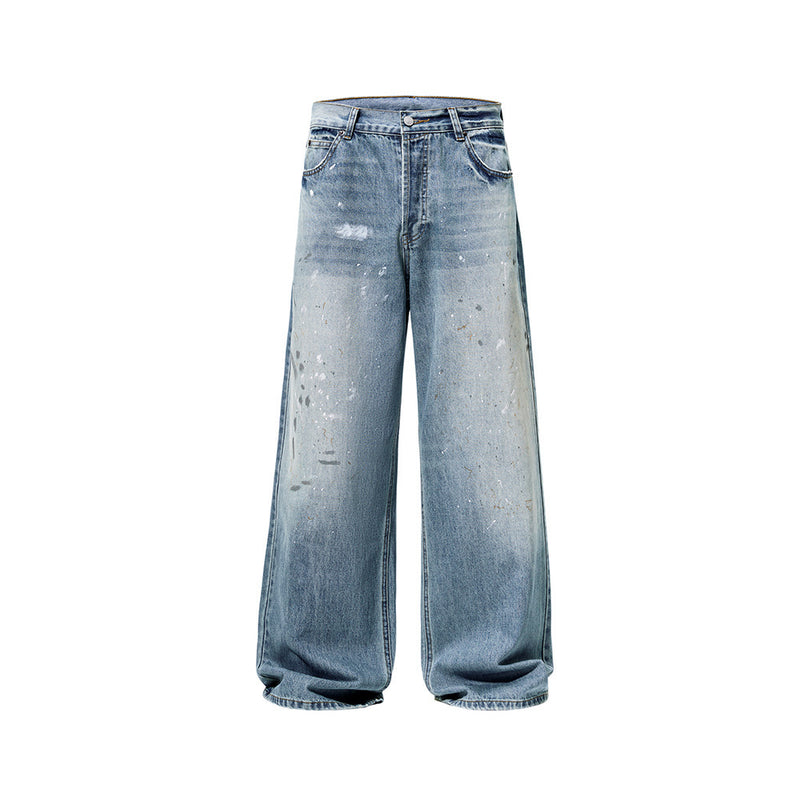 Lockere Jeans im amerikanischen Stil mit verwaschenem Splash-Ink