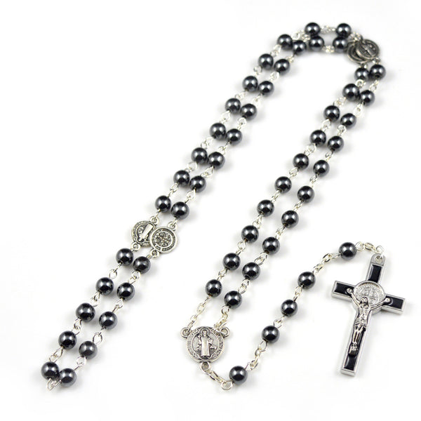 Black rosary necklace religious necklace - WOMONA.COM