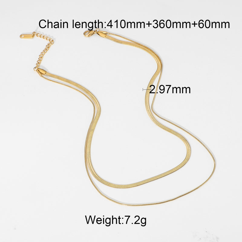 Chunky Double Snake Chain Necklace - WOMONA.COM