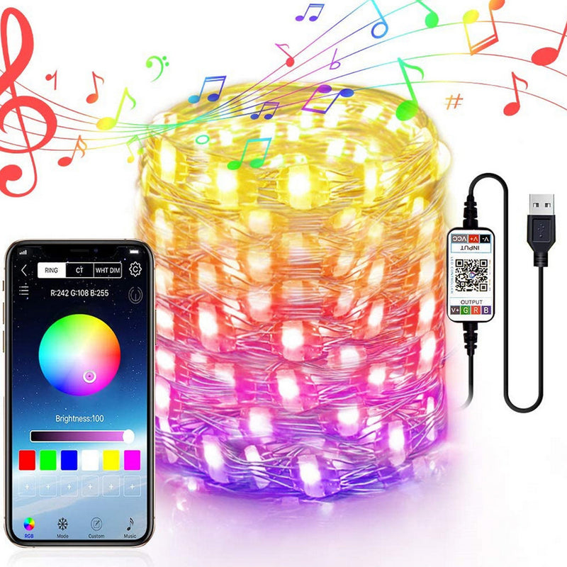 APP Light String Mobile Phone Bluetooth USB Copper Wire Music - WOMONA.COM