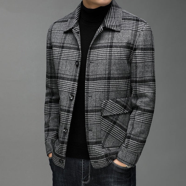 Men's Short Woolen Coat Warm Lapel - WOMONA.COM